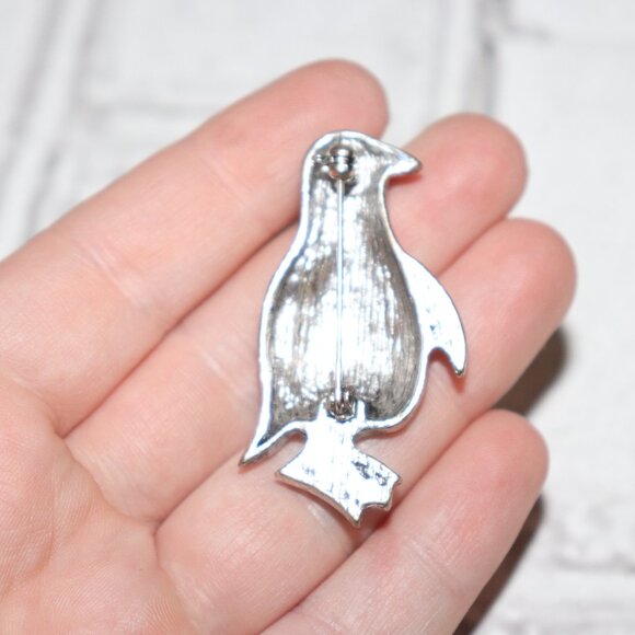 🐧❤️🖤 VINTAGE SILVER PENGUIN BROOCH · 2" TALL ✨ - Picture 2 of 4